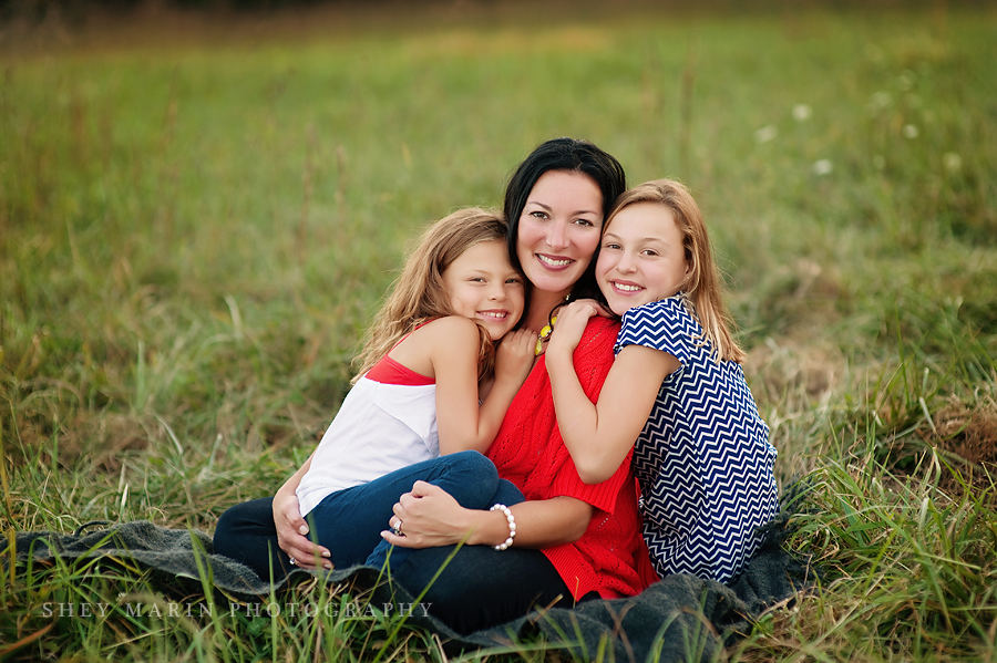 beautiful mother with two daughters
