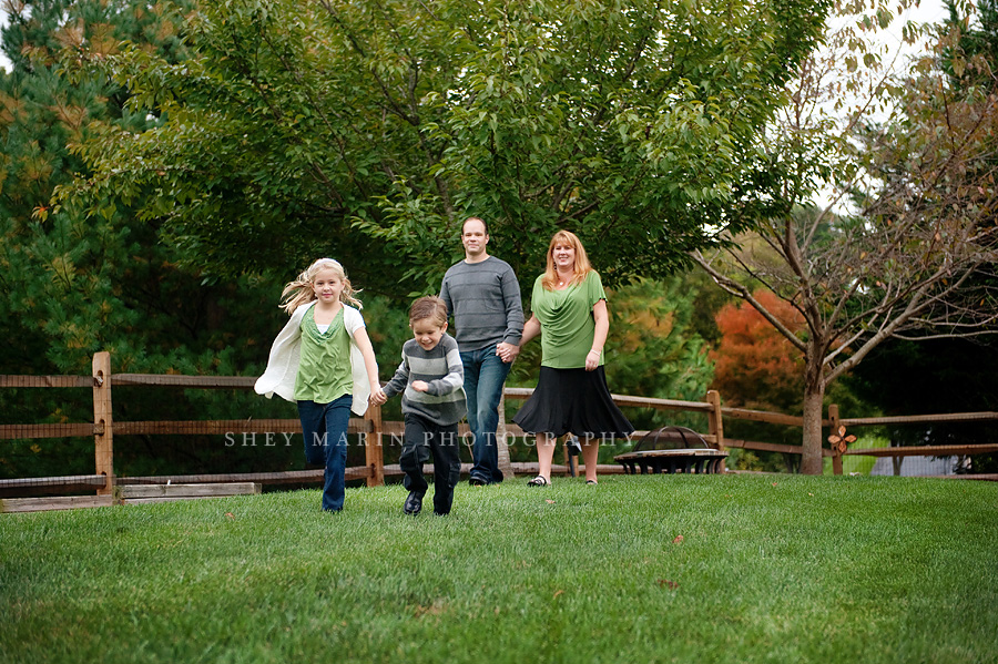 Washington DC family running in backyard