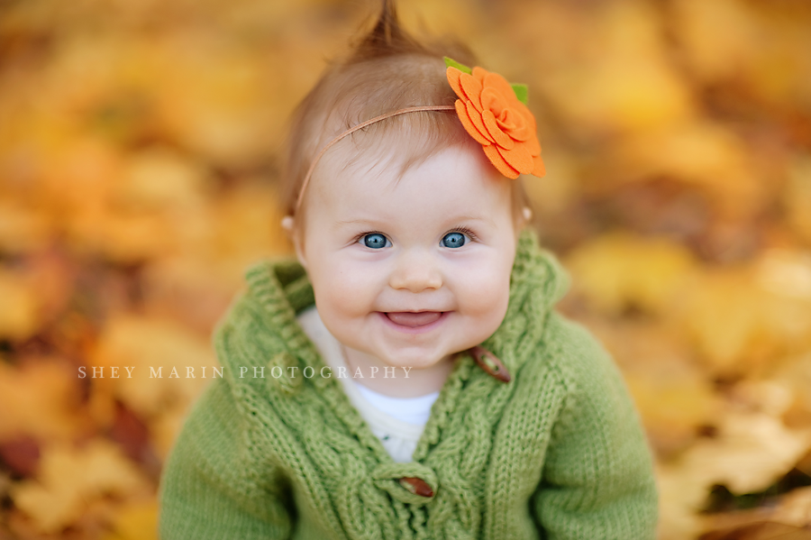 baltimore maryland baby photographed in yellow maple leaves