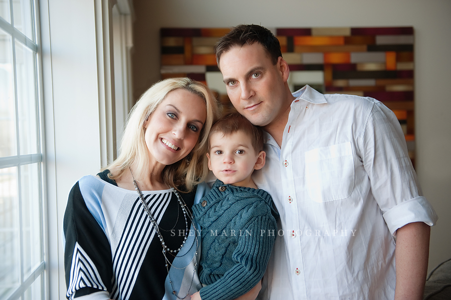 Family of three in their beautiful Maryland home