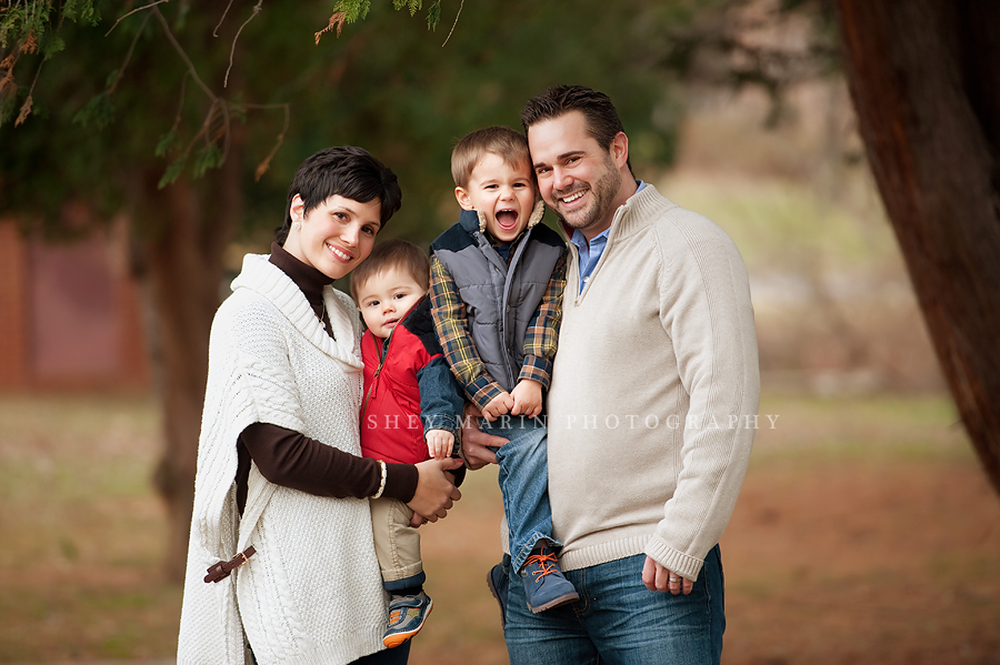 beautiful family in winter in Baker Park, Frederick Maryland