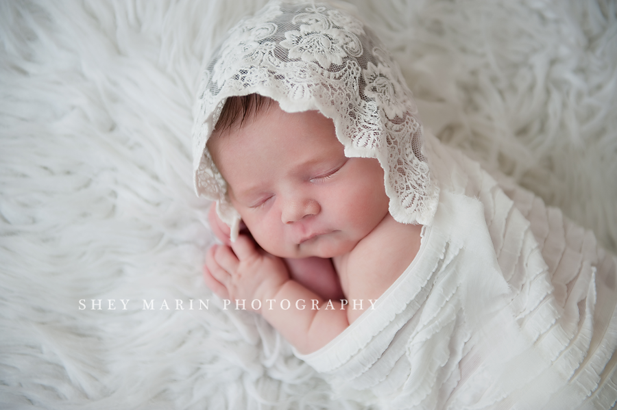 frederick maryland newborn in vintage bonnet