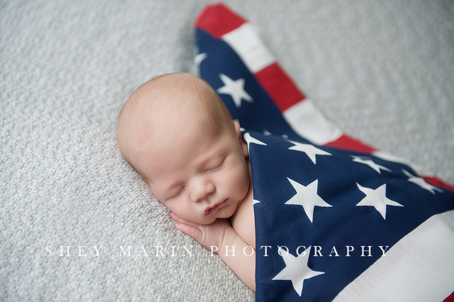 newborn baby in american flag
