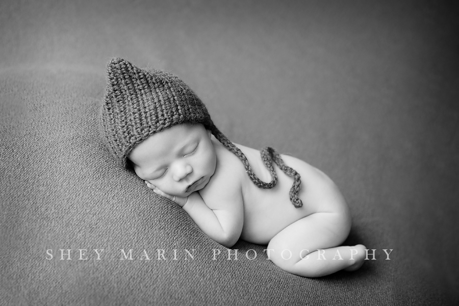black and white newborn baby photograph