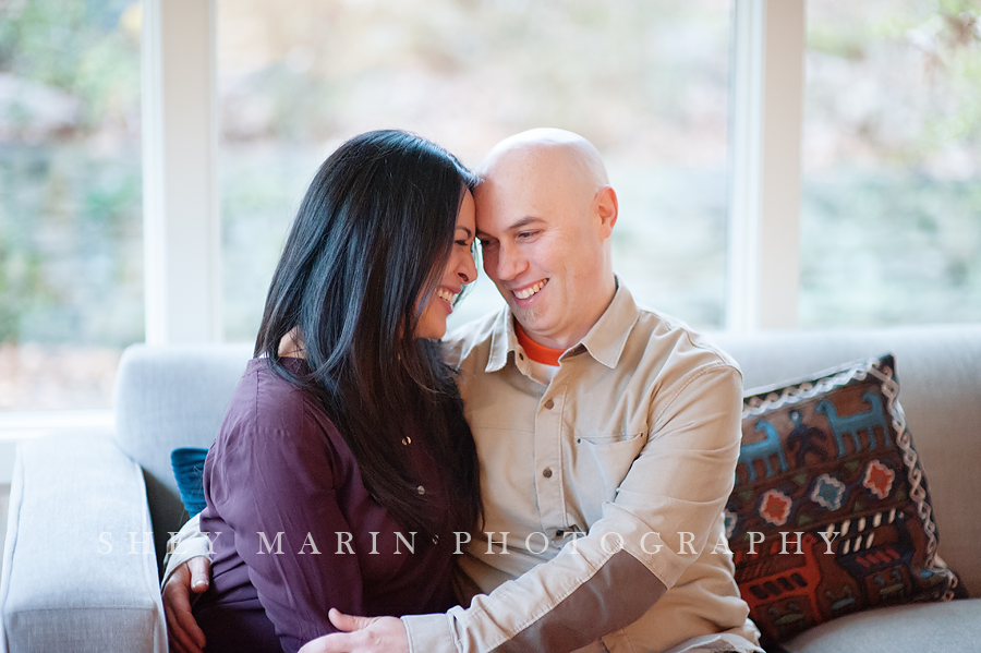 beautiful couple hugging at family session