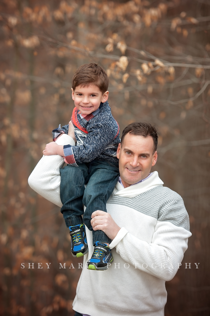 boy and dad in forest | frederick family photographer