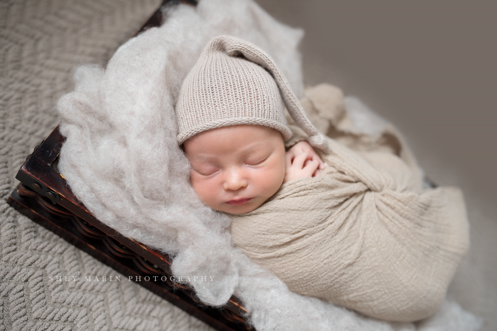 Frederick Maryland newborn baby photographer | nephew baby in slouch hat