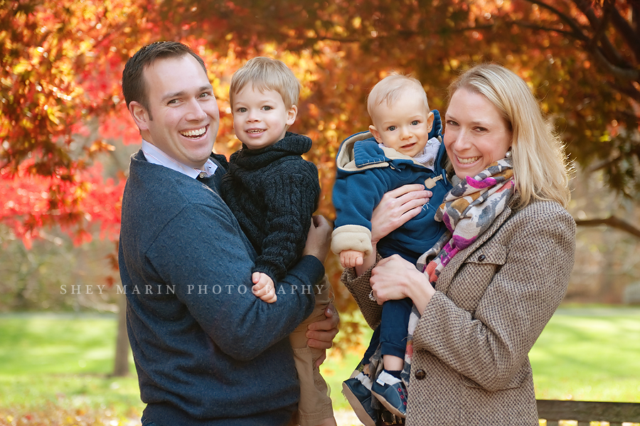 Family in Washington DC wearing colorful outfits