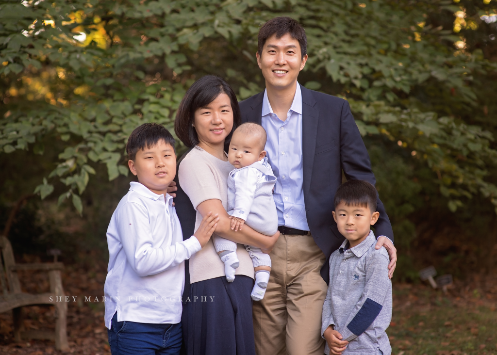 lovely family in bethesda maryland garden | Washington DC kids photographer