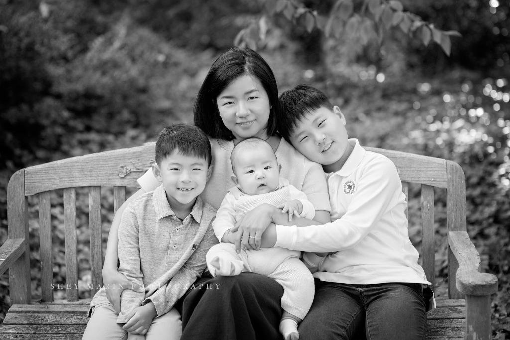 lovely family in bethesda maryland garden | Washington DC kids photographer