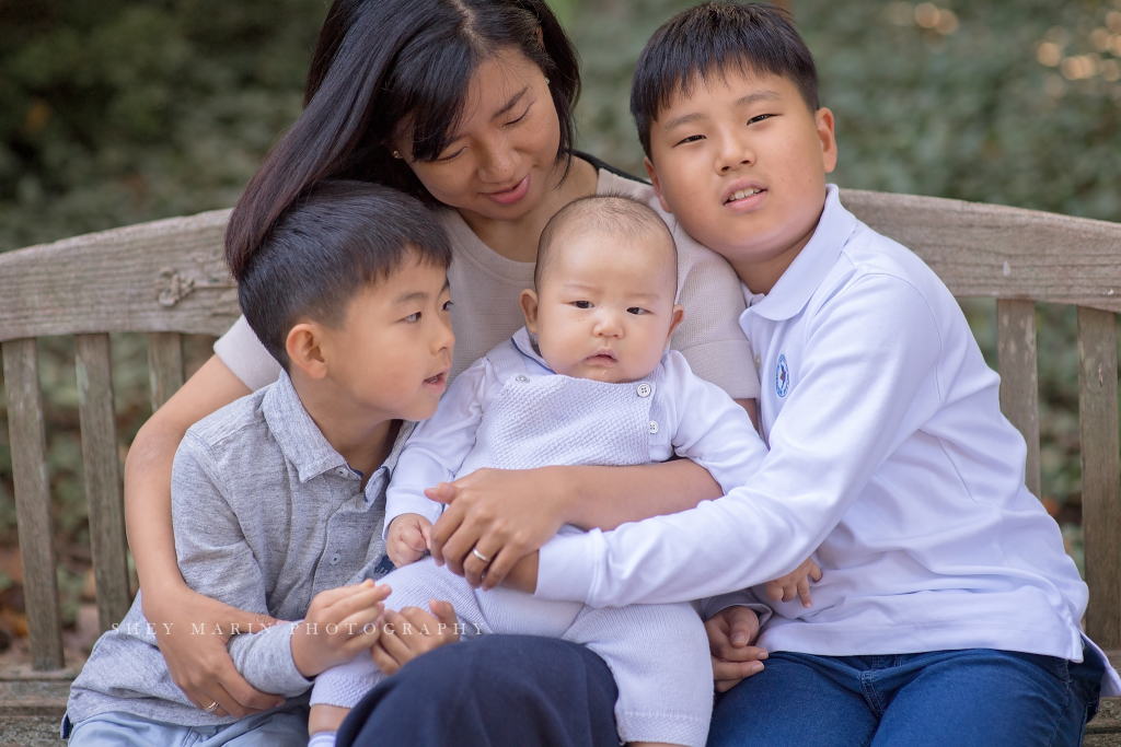 lovely family in bethesda maryland garden | Washington DC kids photographer