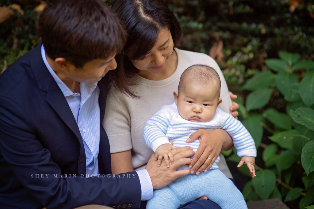 lovely family in bethesda maryland garden | Washington DC kids photographer