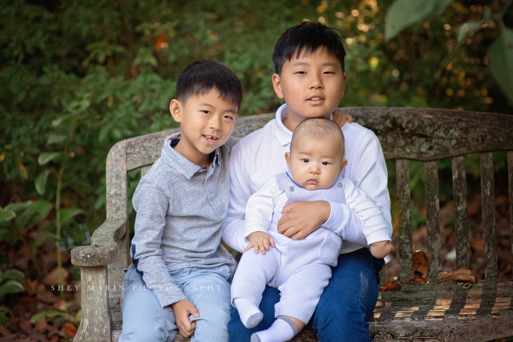 lovely family in bethesda maryland garden | Washington DC kids photographer