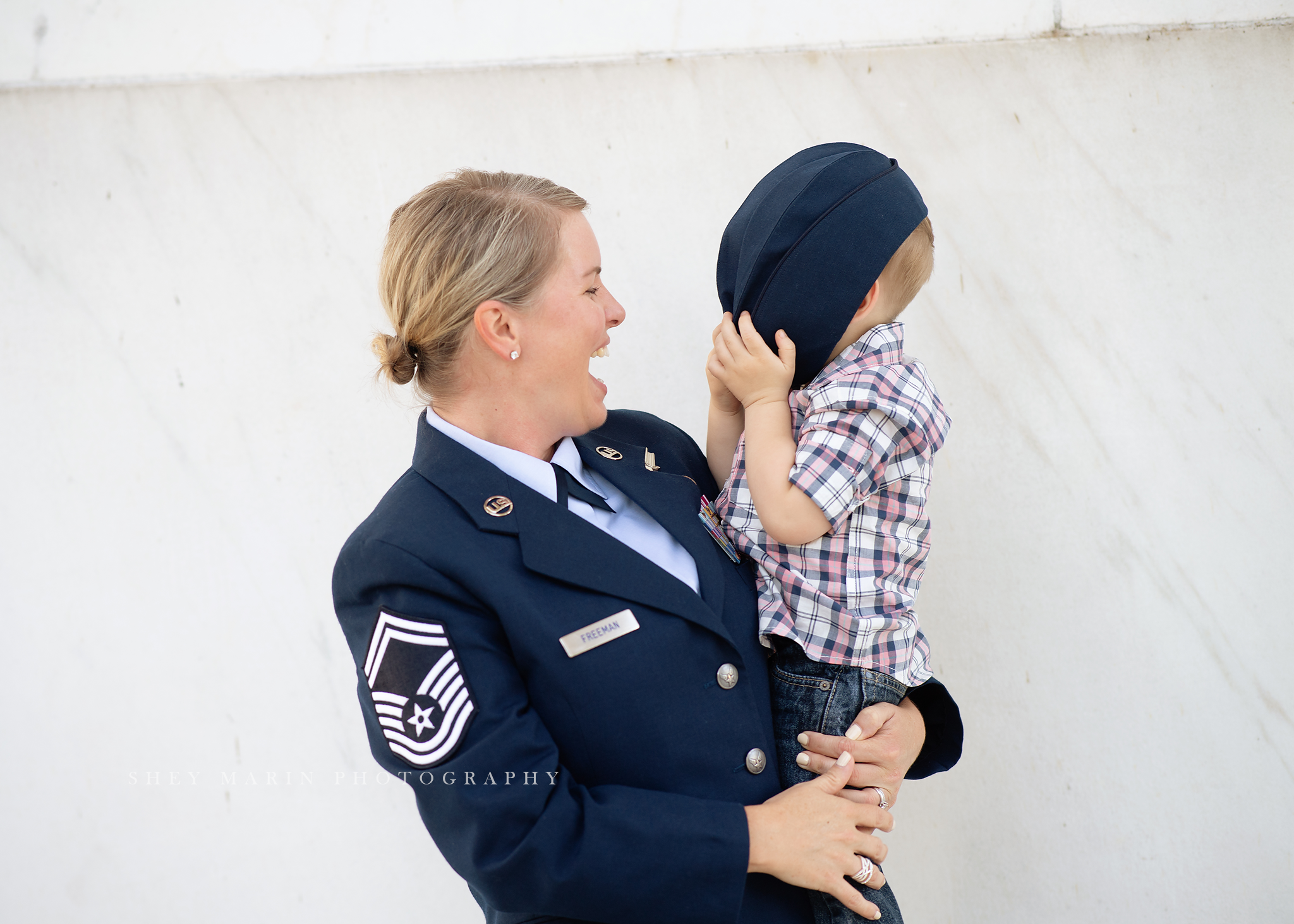 kid and mom military uniform hat